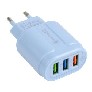 13 - 222 QC3.0 USB + 2.1A Dual USB Ports Macarons Travel Charger,, EU Plug, US Plug - ORIWHIZ