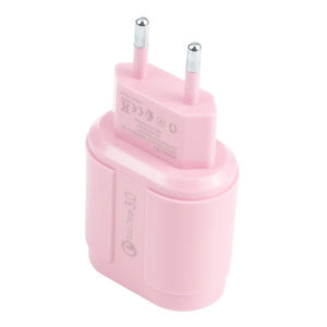 13 - 222 QC3.0 USB + 2.1A Dual USB Ports Macarons Travel Charger,, EU Plug, US Plug - ORIWHIZ