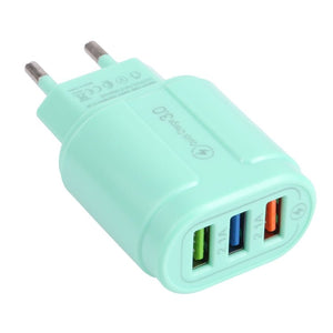 13 - 222 QC3.0 USB + 2.1A Dual USB Ports Macarons Travel Charger,, EU Plug, US Plug - ORIWHIZ