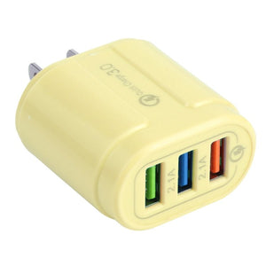 13 - 222 QC3.0 USB + 2.1A Dual USB Ports Macarons Travel Charger,, EU Plug, US Plug - ORIWHIZ