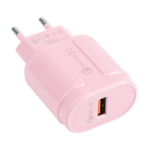 13 - 3 QC3.0 Single USB Interface Macarons Travel Charger,, EU Plug, US Plug - ORIWHIZ