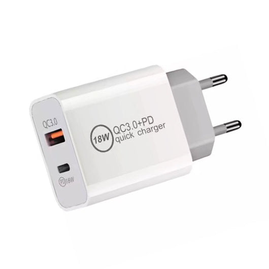 18W PD + QC 3.0 USB Dual Fast Charging Universal Travel Charger,, EU Plug, US Plug - ORIWHIZ