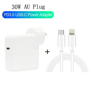 2 in 1 PD3.0 30W USB - C / Type - C Travel Charger with Detachable Foot + PD3.0 3A USB - C / Type - C to 8 Pin Fast Charge Data Cable Set, Cable Length: 1m, AU Plug, 1m - ORIWHIZ