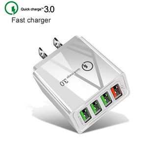 2 in 1 USB to USB - C / Type - C Data Cable + 30W QC 3.0 4 USB Interfaces Mobile Phone Tablet PC Universal Quick Charger Travel Charger Set, US Plug, USB - C / Type - C Set US Plug - ORIWHIZ