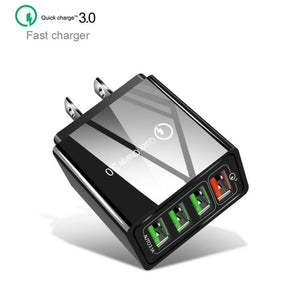 30W QC 3.0 USB + 3 USB 2.0 Ports Mobile Phone Tablet PC Universal Quick Charger Travel Charger, US Plug, US Plug - ORIWHIZ