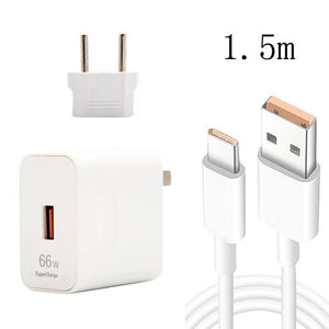 66W USB Fast Charging Travel Charger With EU Plug Conversion Head + 6A USB to Type - C Flash Charging Data Cable, EU Plug, EU Plug(1m), EU Plug(1.5m), EU Plug(2m) - ORIWHIZ