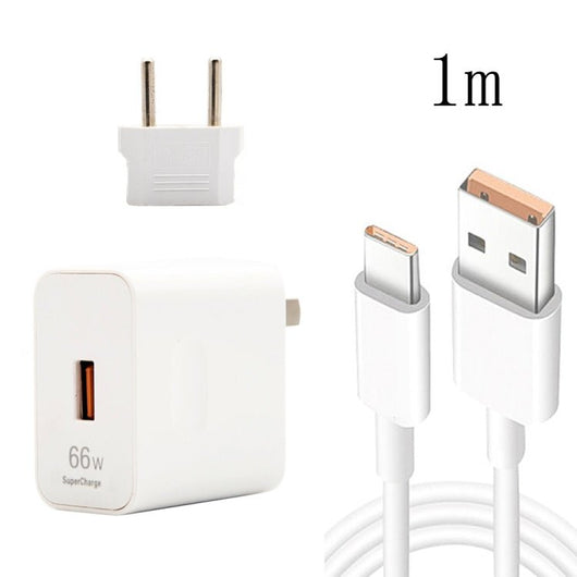 66W USB Fast Charging Travel Charger With EU Plug Conversion Head + 6A USB to Type - C Flash Charging Data Cable, EU Plug, EU Plug(1m), EU Plug(1.5m), EU Plug(2m) - ORIWHIZ