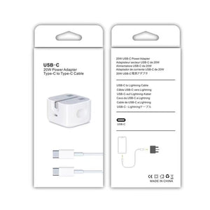 A2344 20W PD 3.0 Type - C / USB - C Folding Travel Charger + USB - C / Type - C to Type - C Fast Charging Data Cable Set, UK Plug, Length: 2m, 20W Type - C Length: 2m - ORIWHIZ