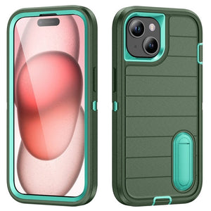 Defender Gen2 Rugged PC + Silicone Phone Case with Holder, For iPhone 15 - ORIWHIZ