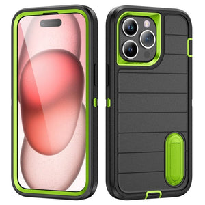 Defender Gen2 Rugged PC + Silicone Phone Case with Holder, For iPhone 15 Pro - ORIWHIZ