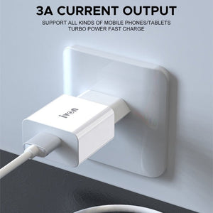 IVON AD - 35 2 in 1 18W QC3.0 USB Port Travel Charger + 1m USB to Micro USB Data Cable Set,, EU Plug, US Plug - ORIWHIZ