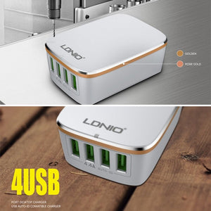 LDNIO A4404 4.4A 4 x USB Ports Smart Travel Charger, EU Plug, SAS5794EU, SAS5794UK, SAS5794US - ORIWHIZ