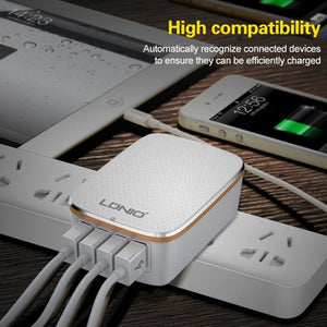 LDNIO A4404 4.4A 4 x USB Ports Smart Travel Charger, EU Plug, SAS5794EU, SAS5794UK, SAS5794US - ORIWHIZ