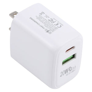 LZ - 215A+C 20W QC 3.0 USB + PD 3.0 USB - C / Type - C Fast Charging Travel Charger, US Plug, US Plug - ORIWHIZ