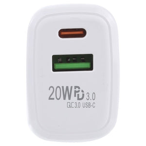 LZ - 215A+C 20W QC 3.0 USB + PD 3.0 USB - C / Type - C Fast Charging Travel Charger, US Plug, US Plug - ORIWHIZ