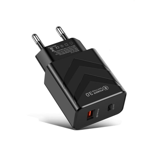 LZ - 715 PD + QC 3.0 Dual Ports Fast Charging Travel Charger, EU Plug, EU Plug - ORIWHIZ