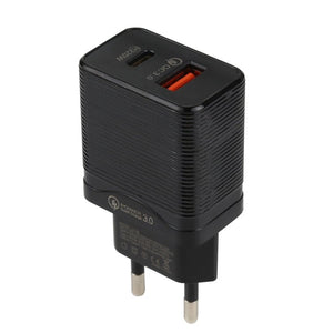 LZ - 728 QC 3.0 USB + PD 20W USB - C / Type - C Fast Travel Charger, EU Plug, EU Plug - ORIWHIZ