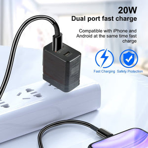 LZ - 728 QC 3.0 USB + PD 20W USB - C / Type - C Fast Travel Charger, US Plug, US Plug - ORIWHIZ