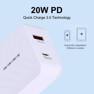 LZ - 822A+C PD 20W USB - C / Type - C + QC 3.0 USB Fast Travel Charger,, US Plug, EU Plug - ORIWHIZ