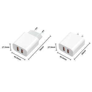 M117 2.4A Dual USB Port Flash Charger Travel Charger, EU Plug, Dual USB - ORIWHIZ