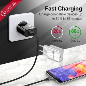 Mini QC3.0 USB 18W Mobile Phone Tablet Universal Fast Charger, US Plug, US Plug - ORIWHIZ