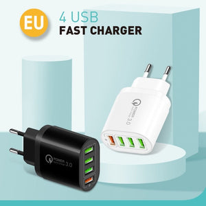 QC - 04 QC3.0 + 3 x USB 2.0 Multi - ports Charger for Mobile Phone Tablet, EU Plug, EU Plug - ORIWHIZ