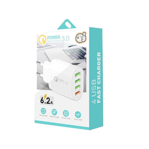 QC - 04 QC3.0 + 3 x USB 2.0 Multi - ports Charger for Mobile Phone Tablet, EU Plug, EU Plug - ORIWHIZ