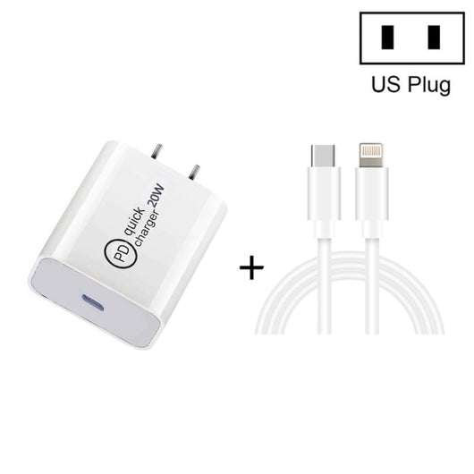 SDC - 20W 2 in 1 PD 20W USB - C / Type - C Travel Charger + 3A PD3.0 USB - C / Type - C to 8 Pin Fast Charge Data Cable Set, Cable Length: 1m,, US Plug, EU Plug, UK Plug - ORIWHIZ