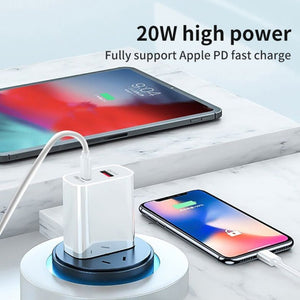 SDC - 20WA+C 20W PD 3.0 + QC 3.0 USB Dual Fast Charging Universal Travel Charger with Micro USB to 8 Pin Fast Charging Data Cable, UK Plug, USB to 8 Pin (UK Plug) - ORIWHIZ