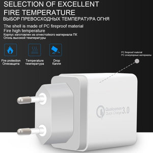 SDC - 30W 2 in 1 USB to Micro USB Data Cable + 30W QC 3.0 USB + 2.4A Dual USB 2.0 Ports Mobile Phone Tablet PC Universal Quick Charger Travel Charger Set, EU Plug, with Micro USB Cable, EU Plug - ORIWHIZ