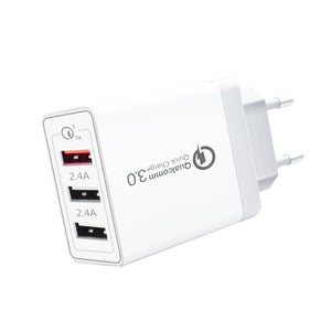 SDC - 30W 30W QC 3.0 USB + 2.4A Dual USB 2.0 Ports Mobile Phone Tablet PC Universal Quick Charger Travel Charger, EU Plug, EU Plug - ORIWHIZ