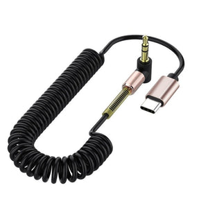 Type - C/USB - C To 3.5mm Male Elbow Spring Car Audio Adapter Cable, Cable Length: 1.5m - ORIWHIZ