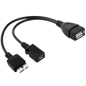 USB AF to Micro USB 3.0 + Micro USB 2.0 Cable for Galaxy Note III / N9000, Length: 20cm (Black) - ORIWHIZ