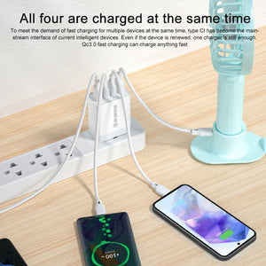 WK WP - U125 Youpin Series 18W QC3.0 4 USB Ports Fast Travel Charger, EU Plug, EU Plug - ORIWHIZ