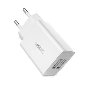 WK WP - U56 2A Dual USB Fast Charging Travel Charger Power Adapter,, UK Plug, EU Plug - ORIWHIZ