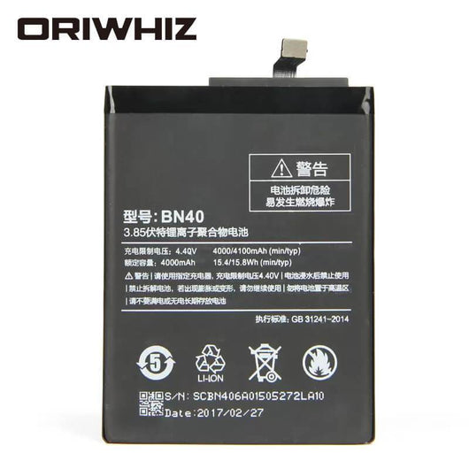 4000mah BN40 lithium ion battery replacement phone for Redmi 4 Pro Prime 3G RAM 32G ROM Edition Redrice4 - ORIWHIZ