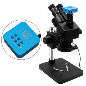 Black Simul Focal 7X-45X Trinocular Microscope With HDMI Camera - ORIWHIZ