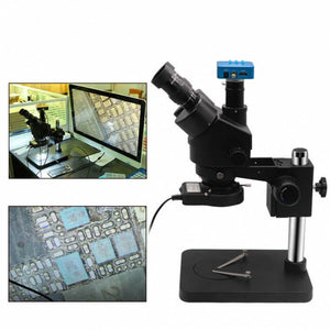 Black Simul Focal 7X-45X Trinocular Microscope With HDMI Camera - ORIWHIZ