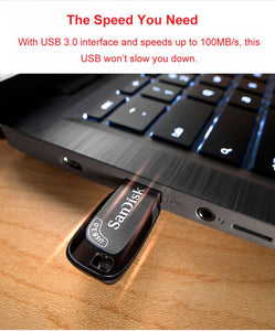 SanDisk Ultra Shift USB 3.0 Flash Disk 128GB 64GB 32GB USB Pendrive 256GB Black Memory Stick For Computer - ORIWHIZ