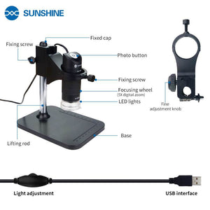 SUNSHINE DM-1000S Digital Magnifying Glass 1000X Magnification With LED Adjustable Light USB Magnifying Mobile Phone Repair Tool - ORIWHIZ