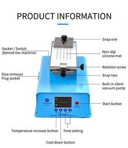 SUNSHINE S-918F Universal LCD Separator For edge screen inframe separating oca cleaning remover machine 360degree Rotating Plate - ORIWHIZ