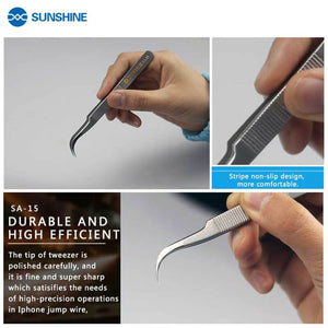 SUNSHINE SA-11 SA-15 Straight Tweezer Precision Repair Tools for Moblie Phone PC Tweezers for Eyelash Makeup Hand Tools - ORIWHIZ