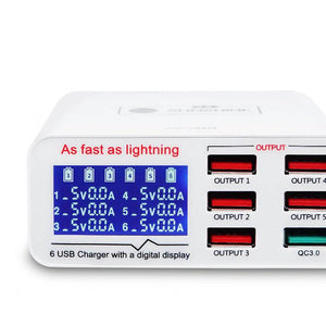 Sunshine SS-304Q 304D 6 Port USB Smart Fast Charge Station LCD Digital Charger For iPhone Samsung Huawei Xiaomi - ORIWHIZ