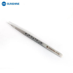 SUNSHINE ST-14K SUNSHINE ST-14K Tweezers ultra-precision straight tweezers With Holes Anti-Static Maintenance Tool For Repair - ORIWHIZ