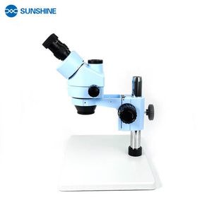 SUNSHINE SZM45T-B3 Microscope 7X-45X with Base Table Pillar Stand Zoom Trinocular Stereo Microscopio For Mobile Phone Repair - ORIWHIZ