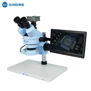 SUNSHINE SZM45T-B3 Microscope 7X-45X with Base Table Pillar Stand Zoom Trinocular Stereo Microscopio For Mobile Phone Repair - ORIWHIZ